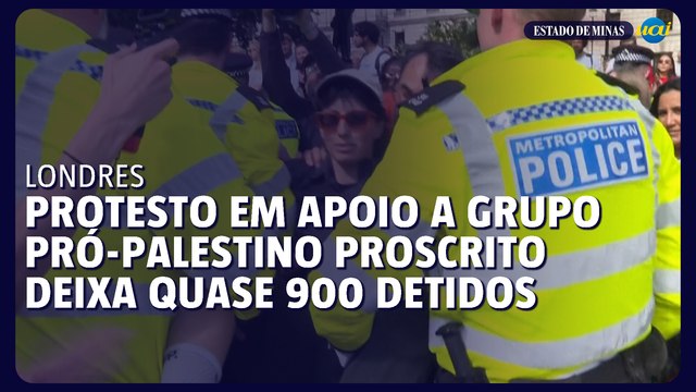 Protesto em apoio a grupo pró-palestino proscrito deixa quase 900 detidos em Londres
