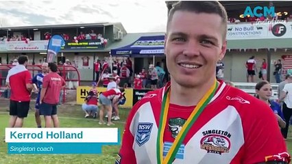 Singleton coach Kerrod Holland after the Greyhounds 2025 grand final win.