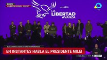Javier Milei desde el bunker de LLA: "El rumbo no se modifica y se va a redoblar"