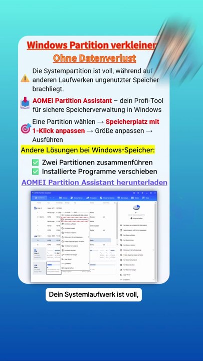Windows Partition verkleinern – ohne Datenverlust 🚀