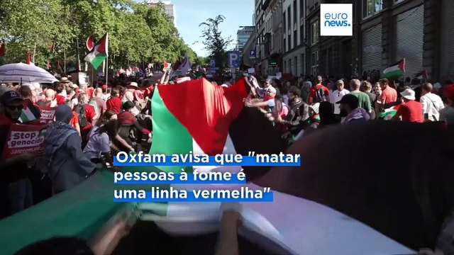 Milhares pedem à União Europeia posição mais dura e sanções contra Israel em Bruxelas