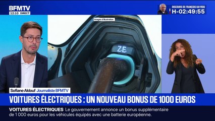 Voitures électriques: le gouvernement annonce un bonus supplémentaire de 1.000 euros
