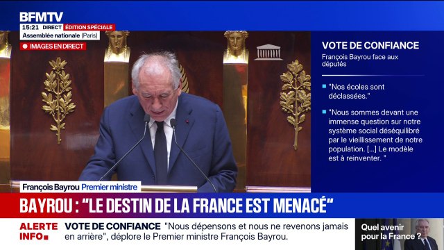 Vote de confiance: Une démarche inédite qui vise à mettre les parlementaires face à leur responsabilité propre , déclare François Bayrou