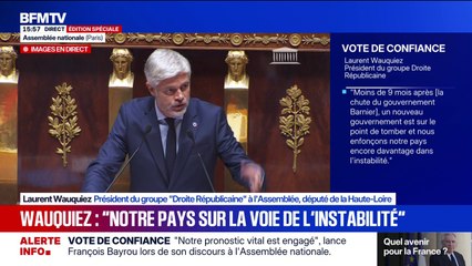 Vote de confiance: Laurent Wauquiez (LR) dénonce "les vieux démons de l'instabilité"