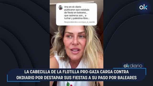 La cabecilla de la flotilla pro-Gaza carga contra OKDIARIO por destapar sus fiestas a su paso por Baleares