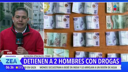 Detienen a dos hombres que intercambiaban bolsas con droga en Iztacalco