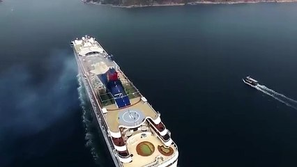 Cruise Ship at Harbour Stunning Aerial View of Port and Sea Waves