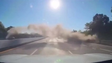 Car goes airborne over six lanes of traffic on Long Island highway