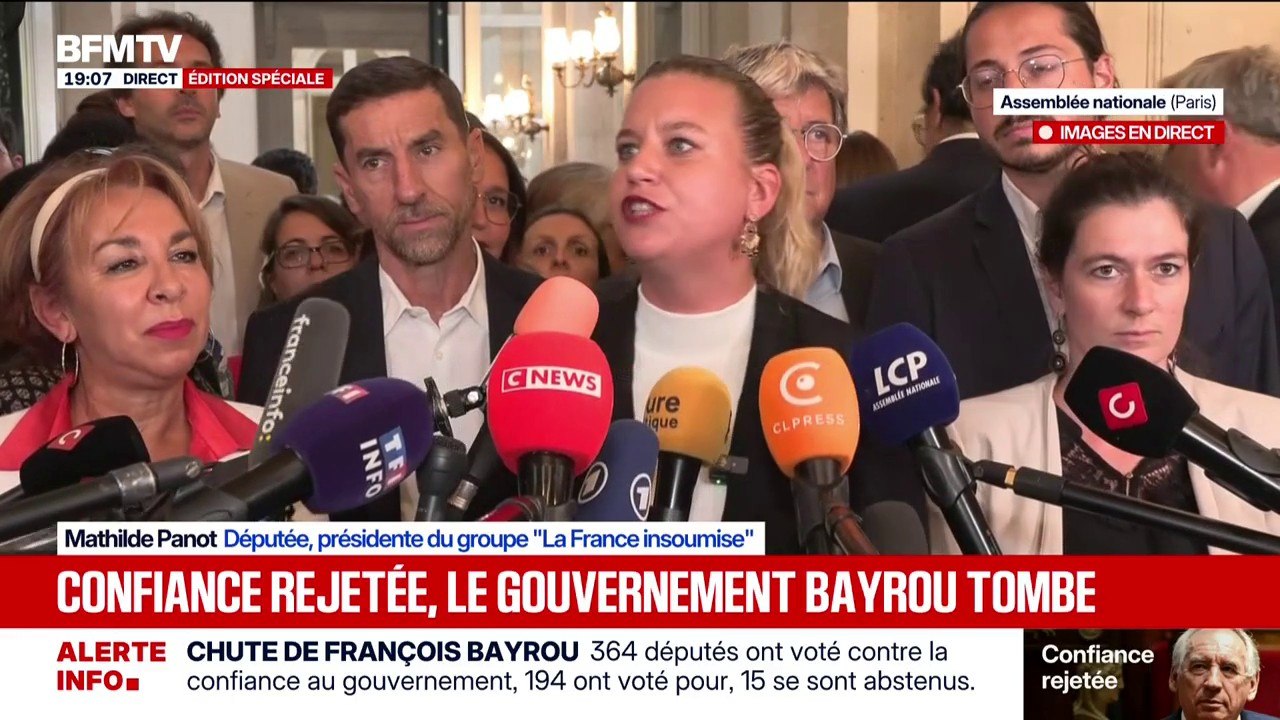 Chute du gouvernement Bayrou: "La politique macroniste est minoritaire, dans l'Assemblée et dans le pays", déclare Mathilde Panot