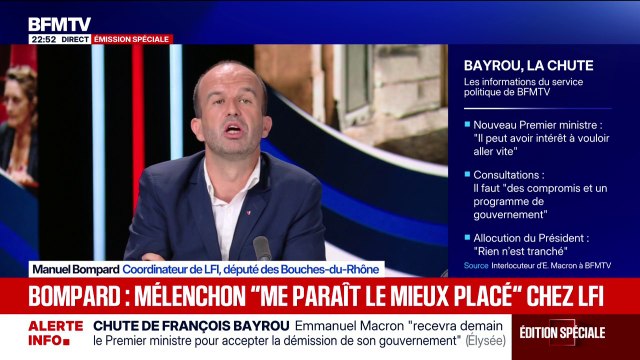 Crise politique: Je pense qu'Emmanuel Macron doit partir , affirme Manuel Bompard, coordinateur de La France insoumise
