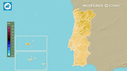 Semana inicia com alguma precipitação, sobretudo na quarta-feira, desaparecendo até ao final da semana.