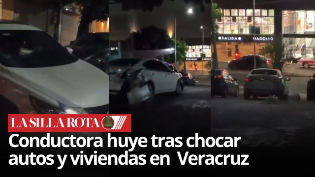 Veracruz: mujer estrella su auto contra casas y autos estacionados