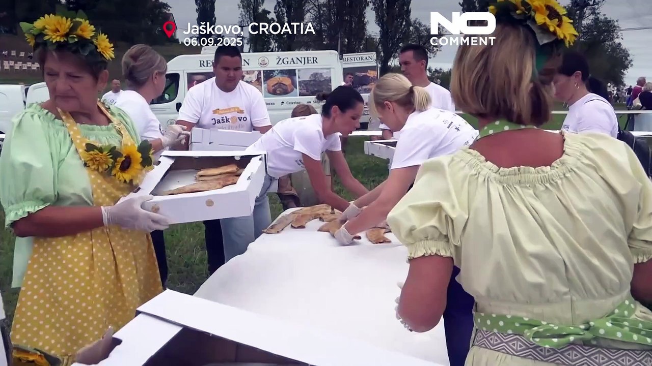 Kroatisches Dorf Jaškovo stellt neuen Guinness-Rekord mit 3.136-Meter-Strudel auf
