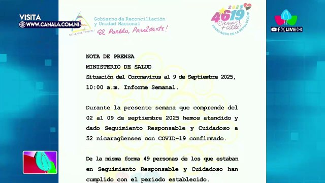 MINSA actualiza sobre nuevos casos de COVID-19 en Nicaragua 🦠
