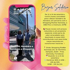 Bazar Solidário da Handara, em parceria com o Shopping Riomar Kennedy, a AMCTN e o Instituto JCPM.