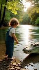 नन्हा सा बच्चा हँसता जाता मगरमच्छ संग खेलता गाता