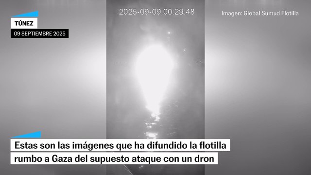 Imágenes del supuesto ataque con un dron a la flotilla humanitaria rumbo a Gaza