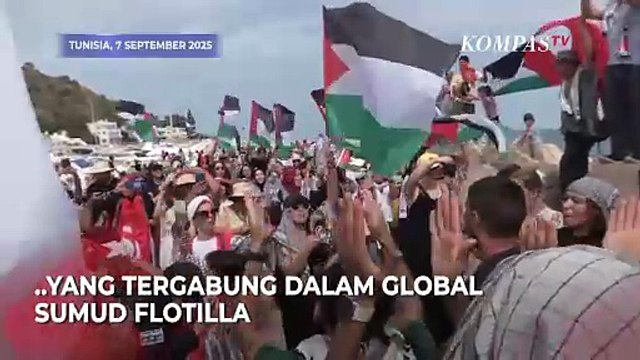 Konvoi Kapal Kemanusiaan Gaza Bersandar di Tunisia, Disambut Riuh Warga!