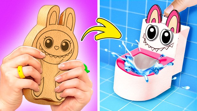 OMG! Tiny Labubu Went CRAZY! 🚽😱 DIY Tiny Cardboard Toilet Hacks & Cool Gadgets