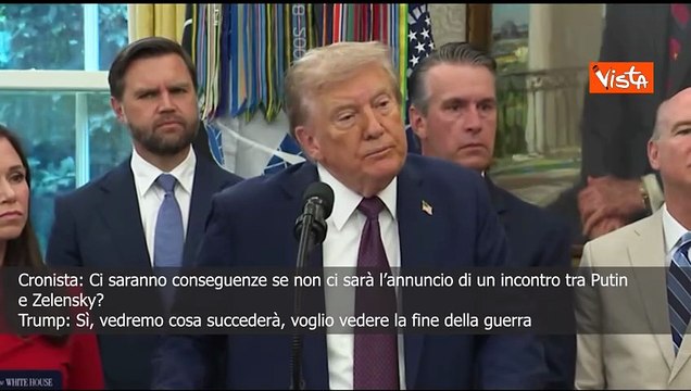 Trump: Ci saranno conseguenze se non ci sarà l'annuncio di un incontro tra Putin e Zelensky