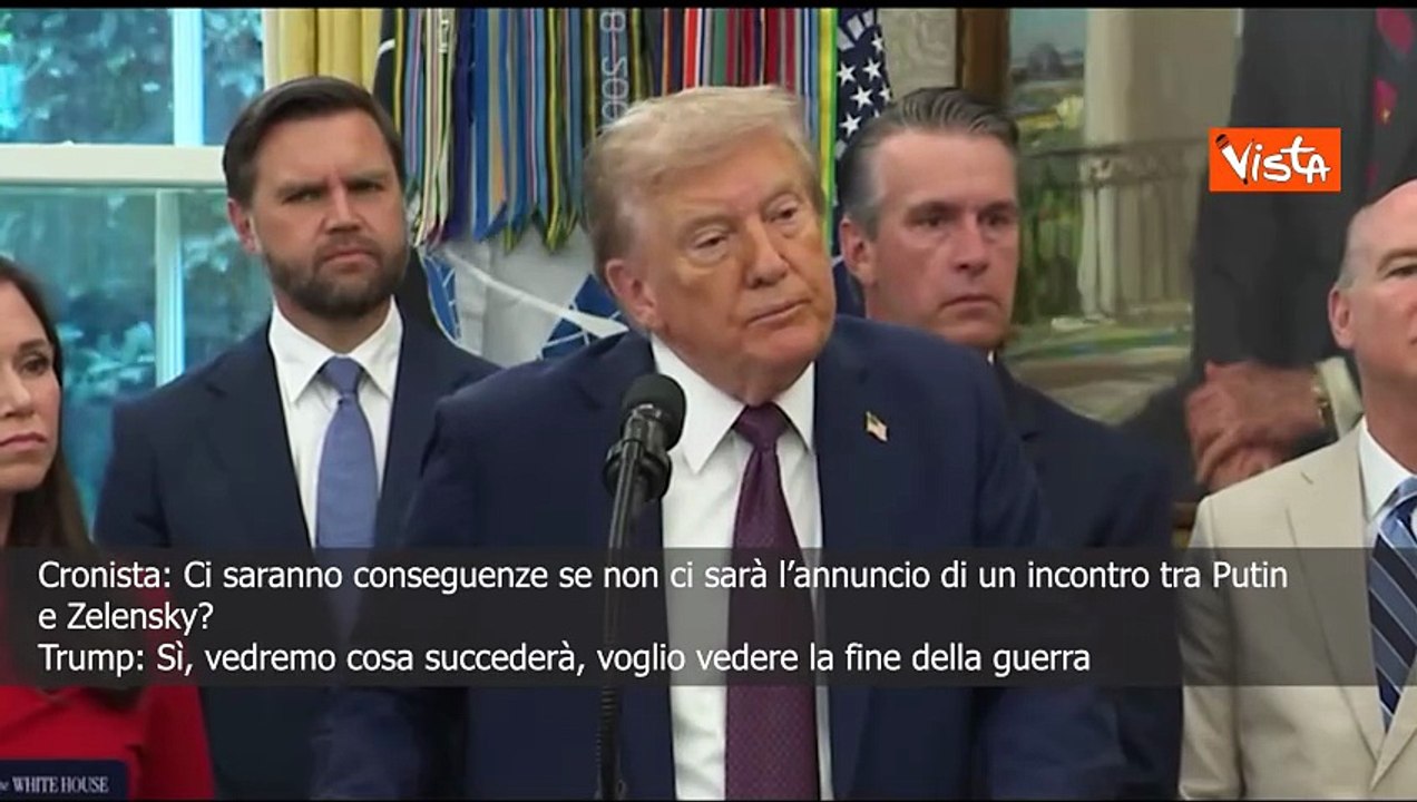 Trump: Ci saranno conseguenze se non ci sarà l'annuncio di un incontro tra Putin e Zelensky