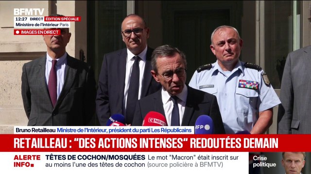 10 septembre: Bruno Retailleau évoque des groupuscules très déterminés, très organisés (...) animés d'une haine anti-flic