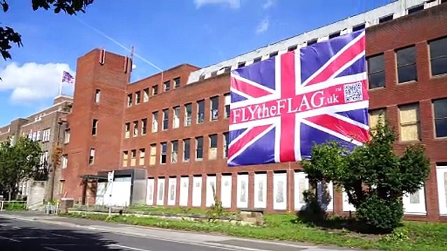 Huge Union Jack flag appears outside former council building in Chesterfield