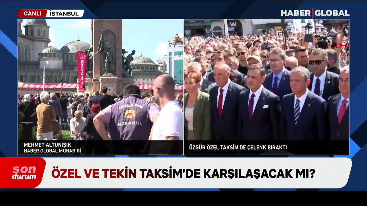 Özgür Özel, Taksim Anıtı'na çelenk bıraktı; Gürsel Tekin gelmedi!