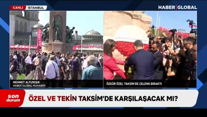 Özgür Özel, Taksim Anıtı'na çelenk bıraktı; Gürsel Tekin gelmedi!