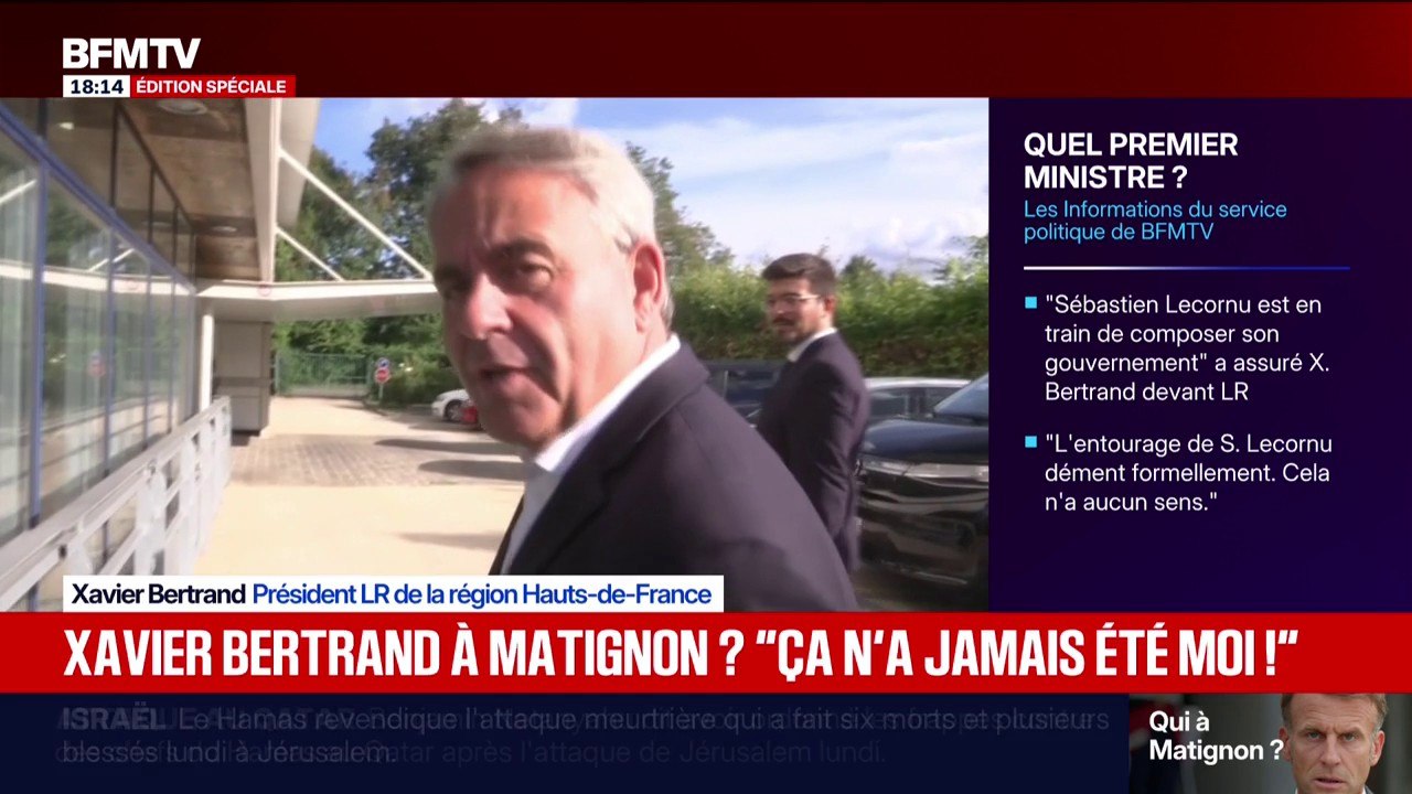 Xavier Bertrand à Matignon: "Ça n'a jamais été moi", assure le président LR de la région Hauts-de-France