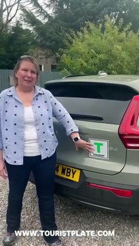 Laura Hansler and Robert Marshall test out the brand new Tourist T plate designed to improve safety on Scottish roads