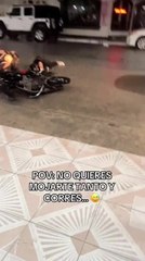 Woman Falls After Bag Strap Gets Stuck in Motorcycle