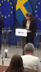 La ministra de Salud de Suecia, Elisabet Lann, se desmayó este martes mientras participaba en una rueda de prensa.