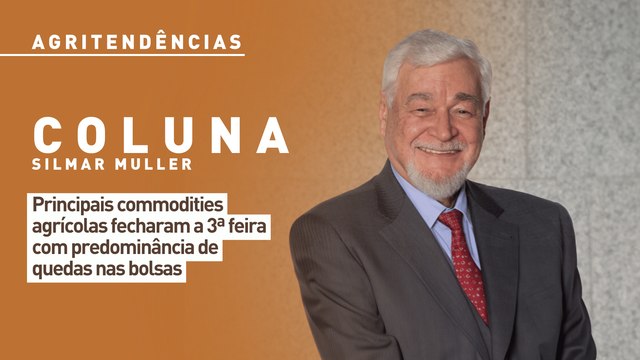 Principais commodities agrícolas fecharam a 3ª feira com predominância de quedas nas bolsas