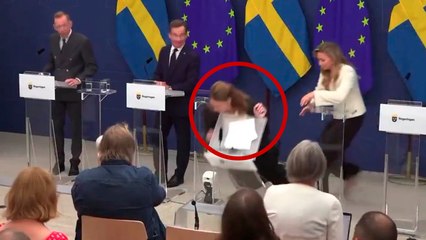 Ministra de salud de Suecia se desmaya durante presentación oficial en plena conferencia de prensa