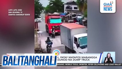 Rider na nag-overtake, patay matapos mabangga at magulungan ng kasunod na dump truck | Balitanghali