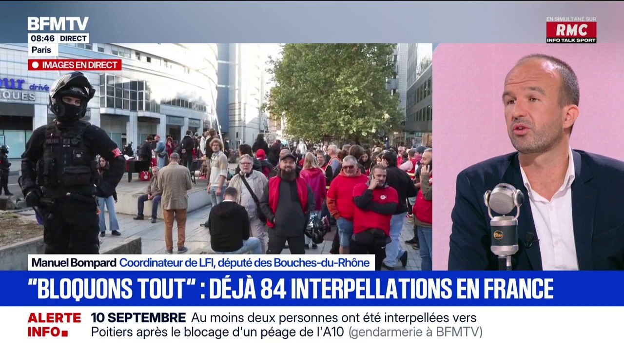 Les Insoumis soutiennent "les blocages de lycées" mais ne soutiennent pas "les initiatives d'affrontements et de violence", assure Manuel Bompard