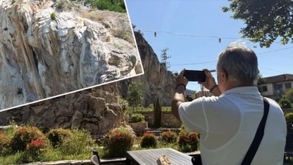 Depremle açığa çıkan doğal traverten böyle görüntülendi