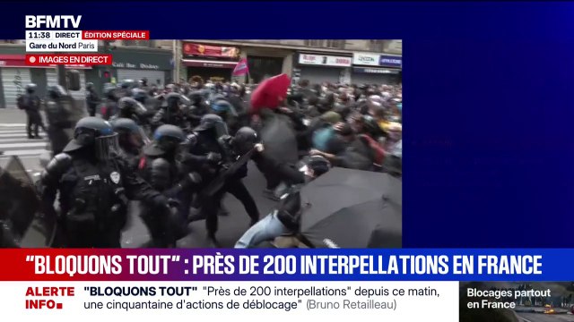 10 septembre: des affrontements éclatent entre manifestants et forces de l'ordre près de la gare du Nord à Paris