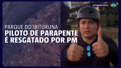 Piloto de parapente faz pouso de emergência e é resgatado de helicóptero no Pico do Ibituruna