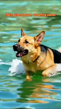 Tears burst forth! Owner falls into water, three German Shepherds leap into the lake for a life-and-death rescue.