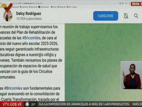 Vpdta. Delcy Rodríguez supervisa avances del Plan de Rehabilitación de Escuelas por las Bricomiles