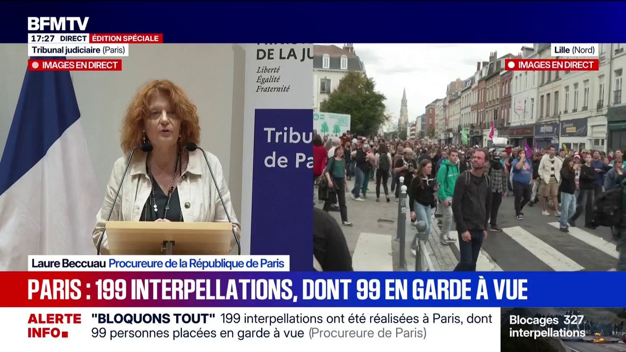"Nous avons connaissance de 199 interpellations", déclare Laure Beccuau, procureure de Paris