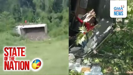 Dump truck nahulog sa bangin; driver at pahinante sugatan | SONA