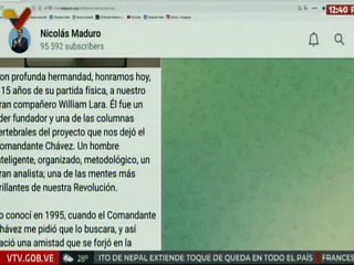 Presidente Nicolás Maduro conmemora 15 años de la partida física del revolucionario William Lara