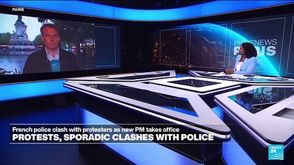 Protesters clash with police in France as new PM starts job