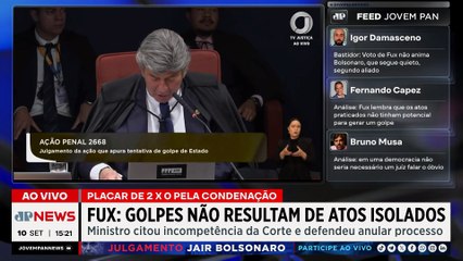 Fux diverge de Moraes e Dino e diz que não há golpe de Estado sem a deposição de um governo eleito