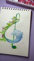 Easy Watercolor Painting 🌊🎶 | Nature Inspired Music Note Art #Shorts