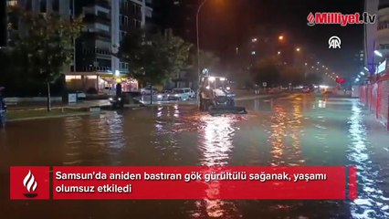 Samsun'da sağanak yağış sele dönüştü! Valilikten uyarı geldi