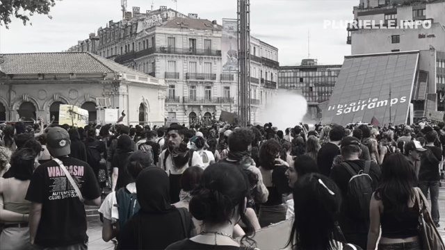#10septembre2025 👉 #Montpellier #OnBloqueTout ✊ Plus de 7500 manifestants, entre fanfares et tirs de lacrymo avec canons à eau sur la Comédie…